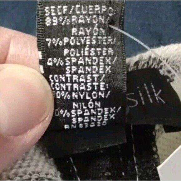 August Silk Blouse Size L Zip Back Lace White/Black NEW - Picture 11 of 13